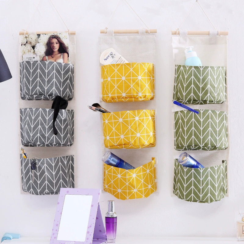 Linen Bag Bulk - 1PC Three Pockets Hanging Wall Storage