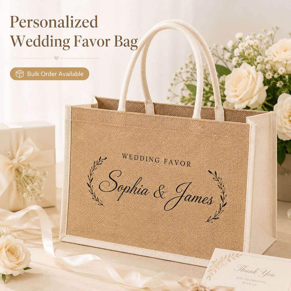 Linen Bag Bulk - Custom Wedding Gift Bag Personalized Names