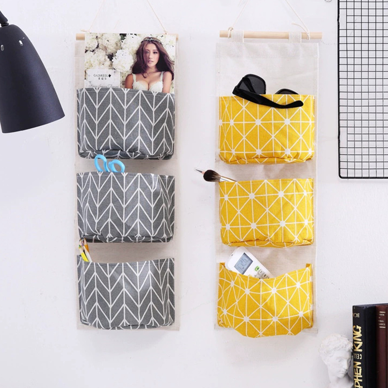 1PC Three Pockets Hanging Wall - Linen Bag Bulk ulasan dan harga