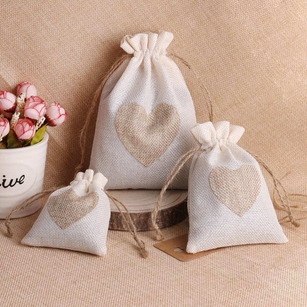 5pcs/lot Heart Linen Jewelry B - Linen Bag Bulk ulasan dan harga