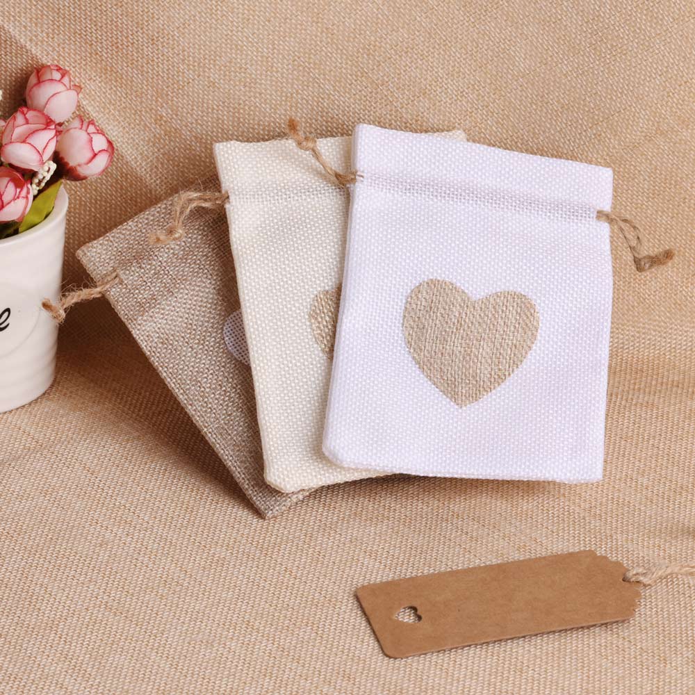 5pcs/lot Heart Linen Jewelry B - Linen Bag Bulk ulasan dan harga
