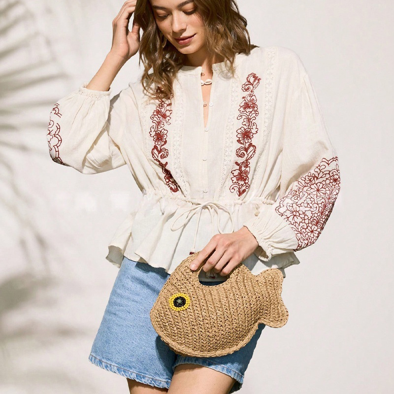 Cute Creative Fish Shaped Prin - Linen Bag Bulk ulasan dan harga