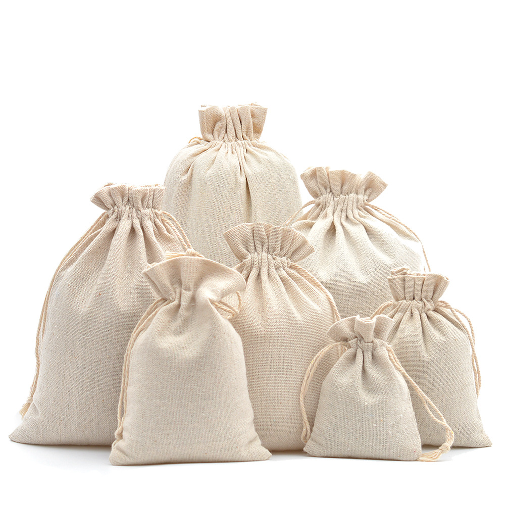 10pcs Cotton Linen Drawstring  - Linen Bag Bulk ulasan dan harga