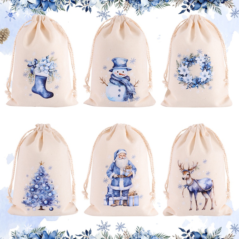 6pcs Christmas Linen Cotton Gi - Linen Bag Bulk ulasan dan harga